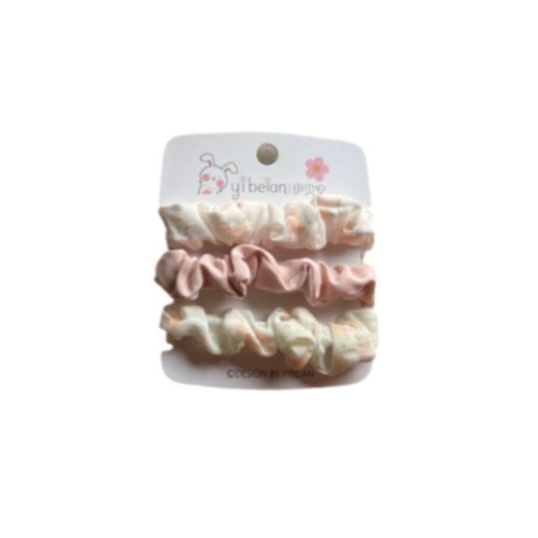 پک سه تایی کش مو طرحدار صورتی