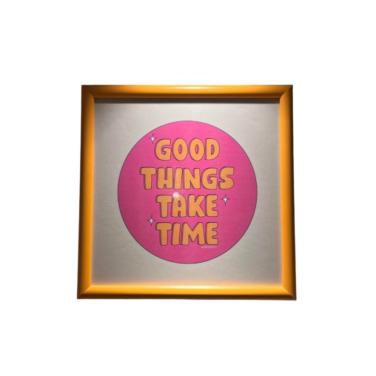 تابلو متن good things tak time قاب نارنجی