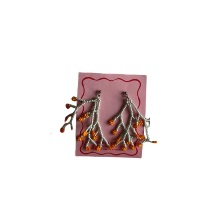 گوشواره منجوق طرح گل نارنجی